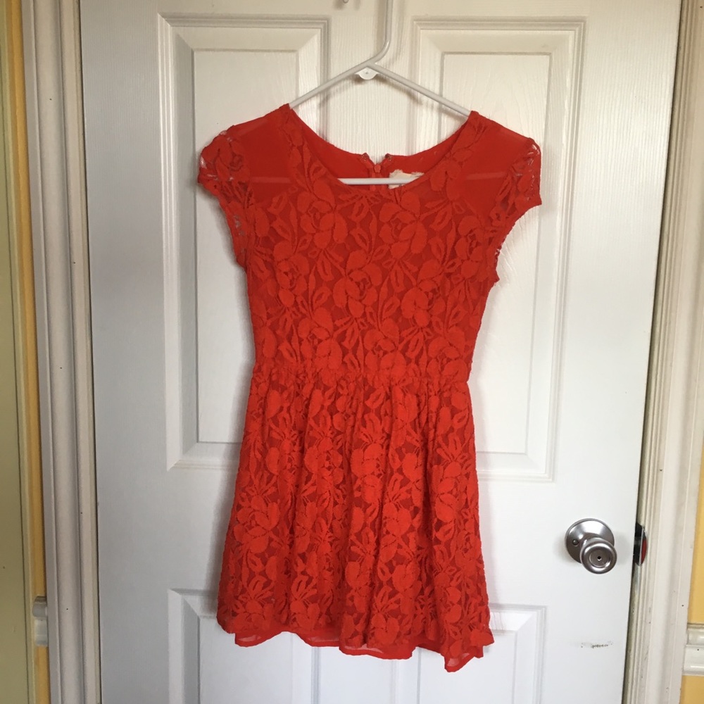 Red lace dress
